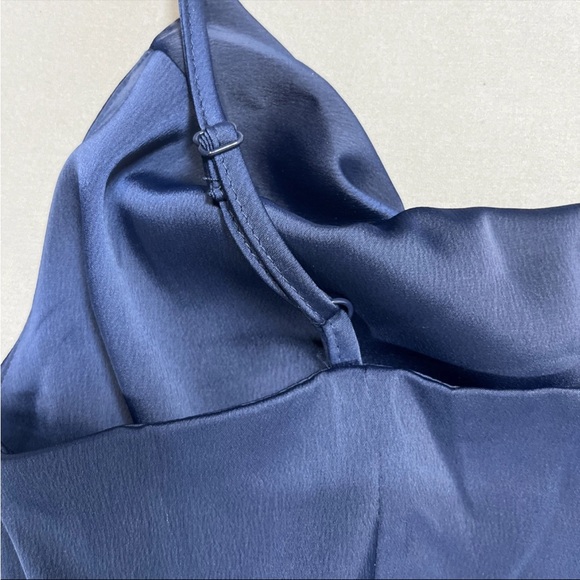 Urban Outfitters Sleeveless Cowl Neck Satin Slip Mini Dress Navy Blue Sz SP NWOT - Picture 11 of 11